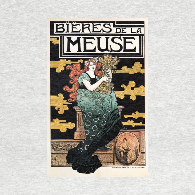 BIERES DE LA MEUSE c1896 by Marc Auguste Bastard French Art Nouveau Lithograph by vintageposters